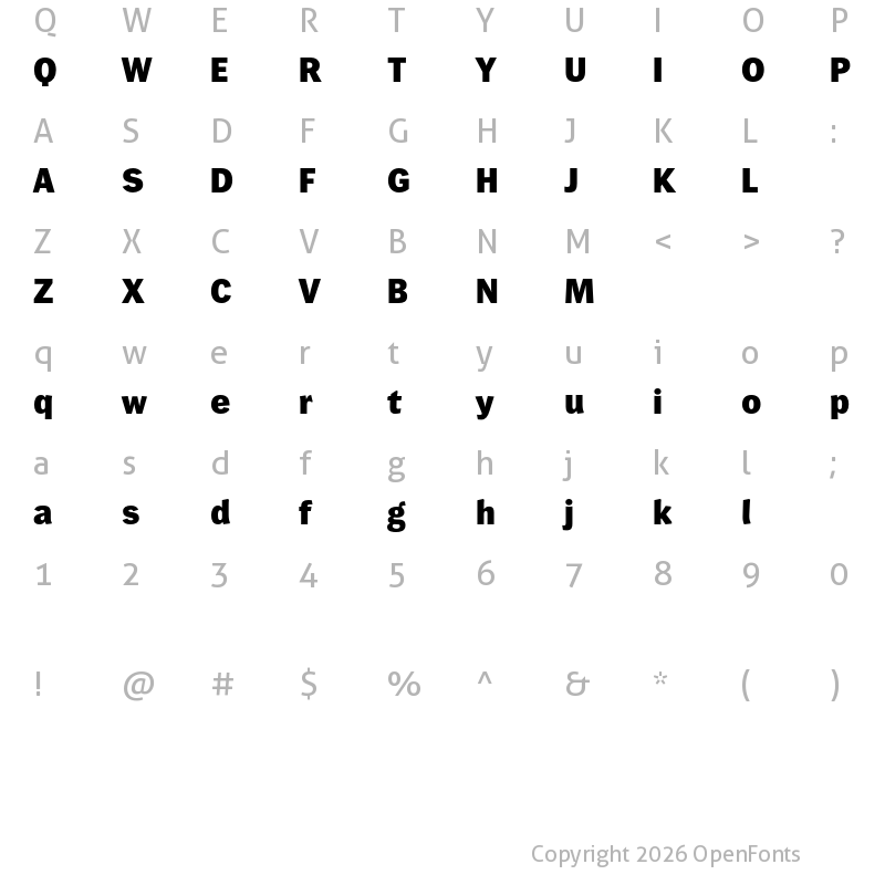 Character Map of Wendelin Reduced 85 Fett