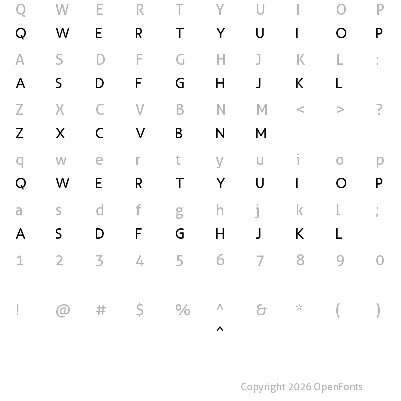 Character Map of Wenzoule Regular