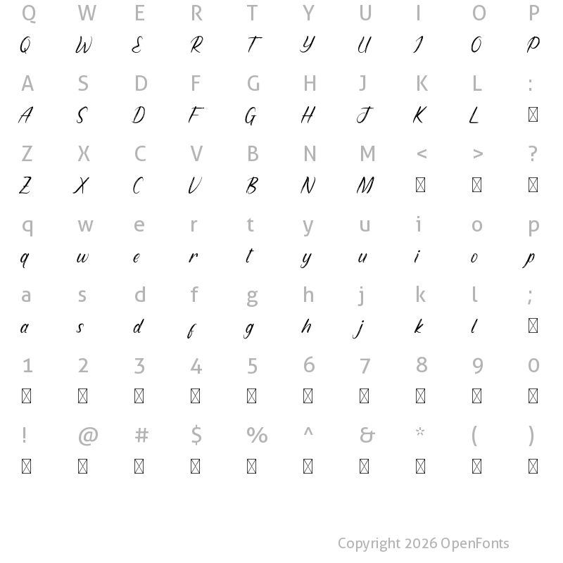 Character Map of Westerlies Demo Regular
