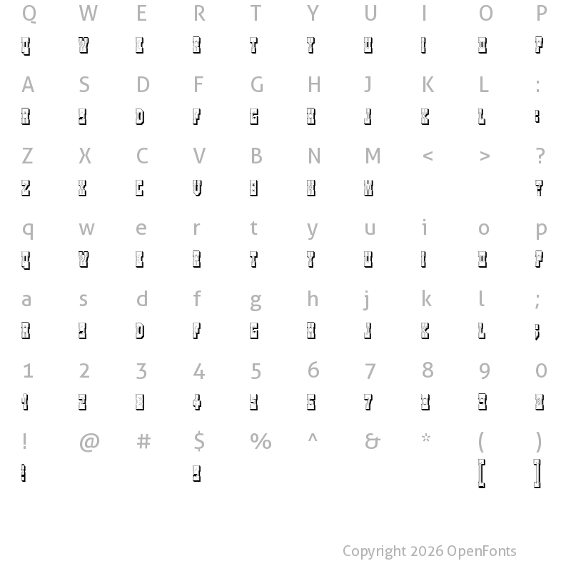 Character Map of Westerngames Outline Regular