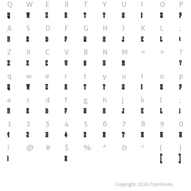 Character Map of Westerngames Regular
