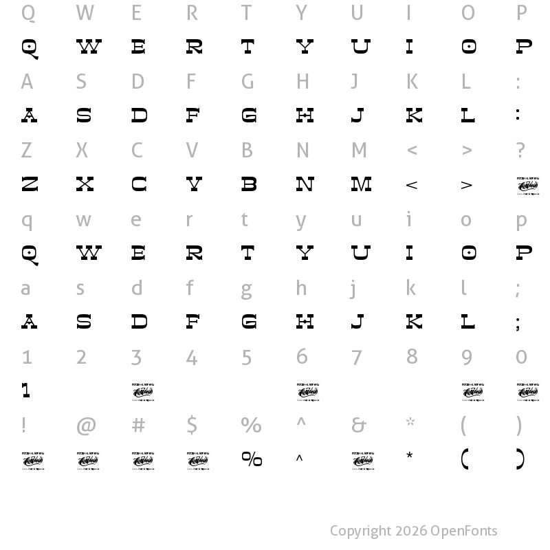 Character Map of Westman Regular