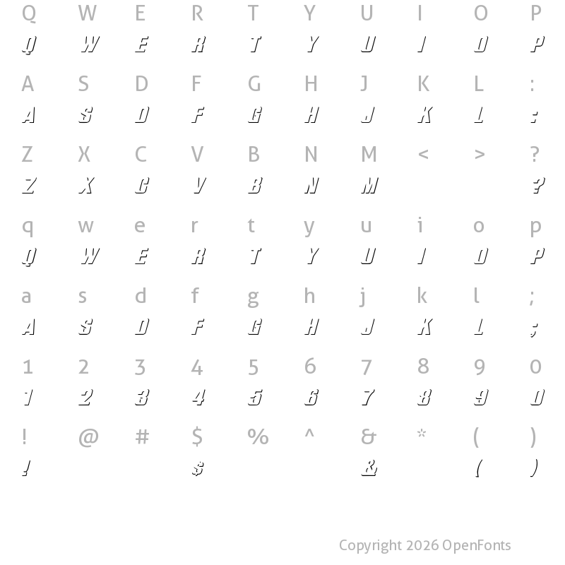 Character Map of WhatA-Relief Italic Regular