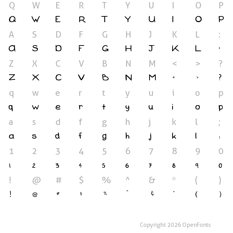 Character Map of WhatDoWeDoAllDay Regular
