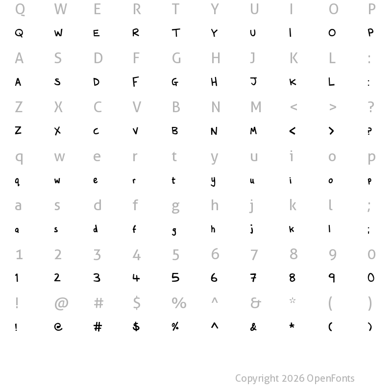 Character Map of Whippy Snapped Regular
