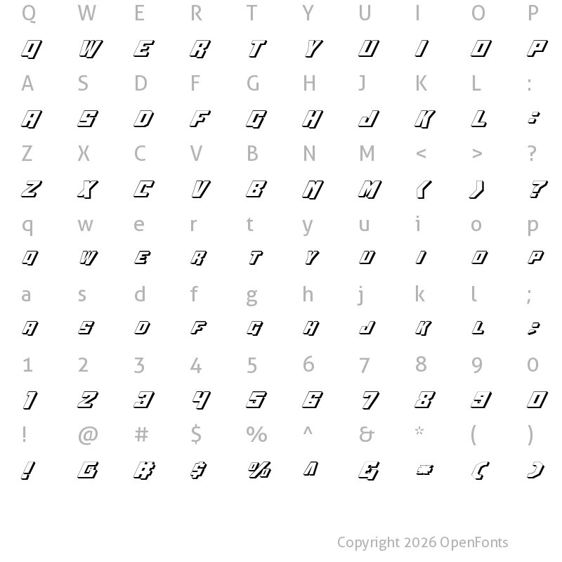 Character Map of Whiskey Bravo Victor 3D 3D