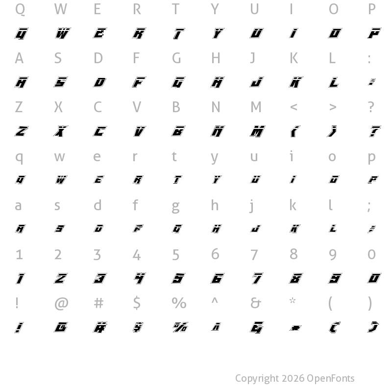 Character Map of Whiskey Bravo Victor LasPro LasPro