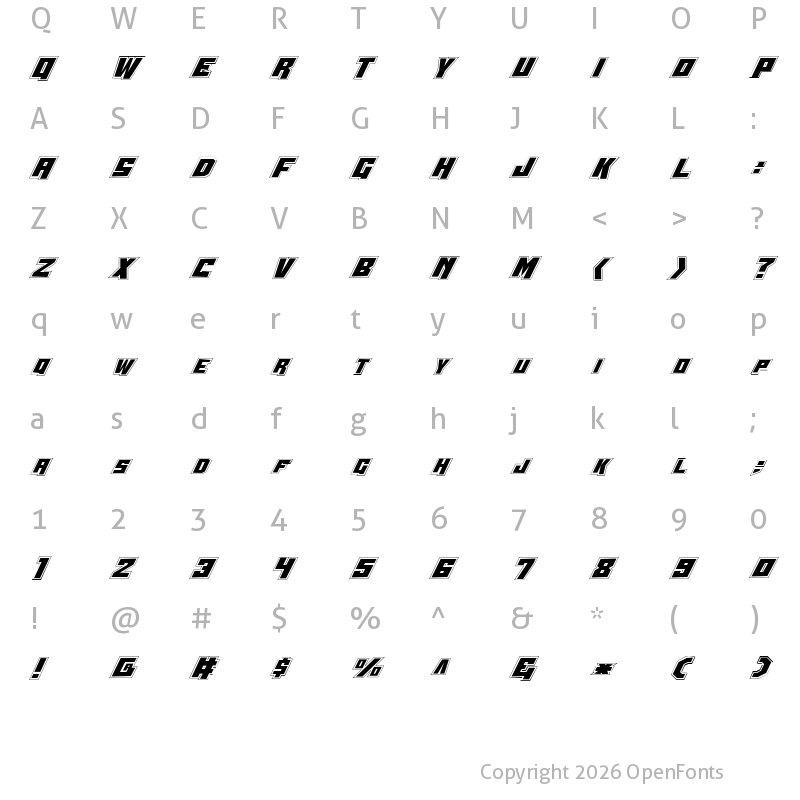 Character Map of Whiskey Bravo Victor Pro Pro