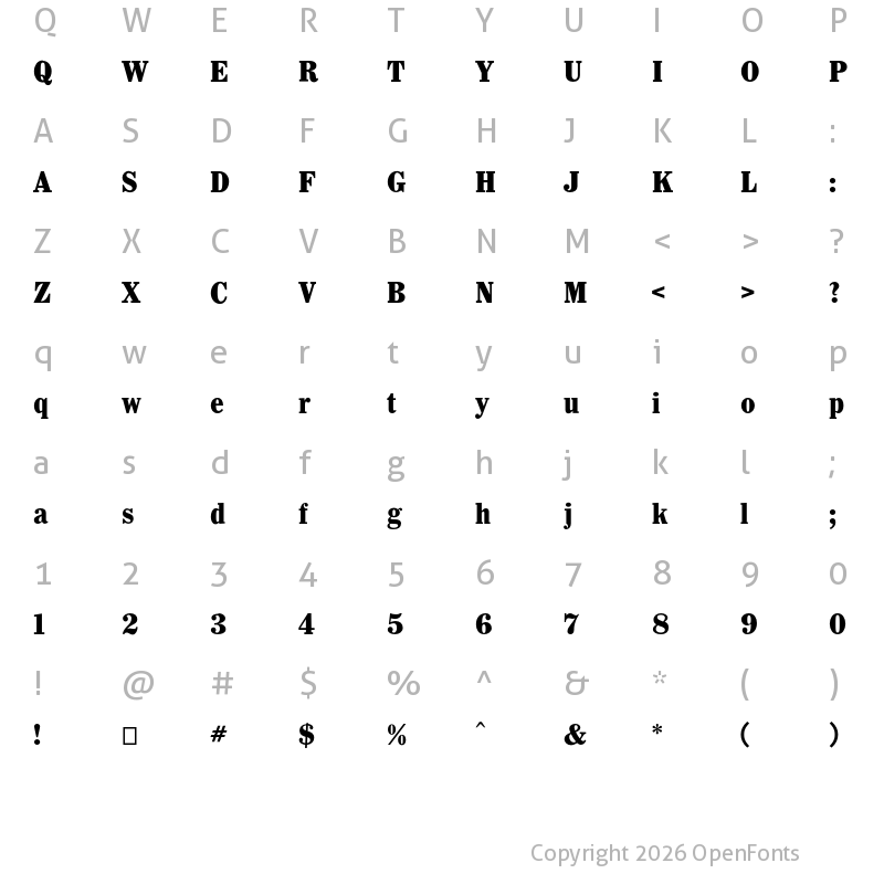 Character Map of Whitin Condensed Black