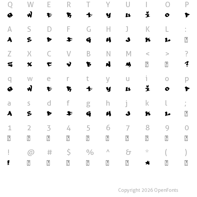 Character Map of Whoa! Regular
