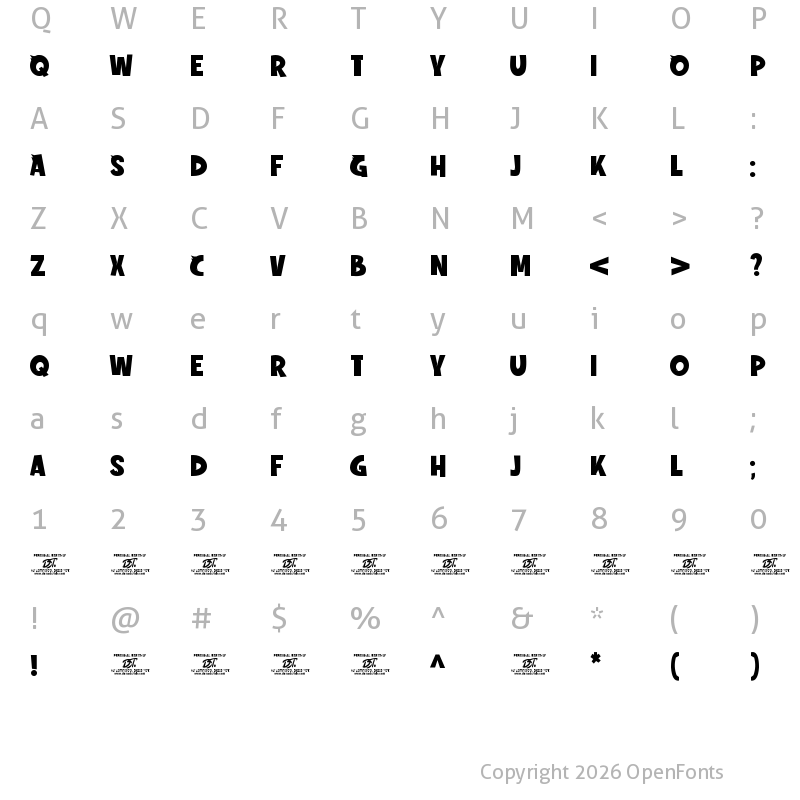 Character Map of whoody Regular