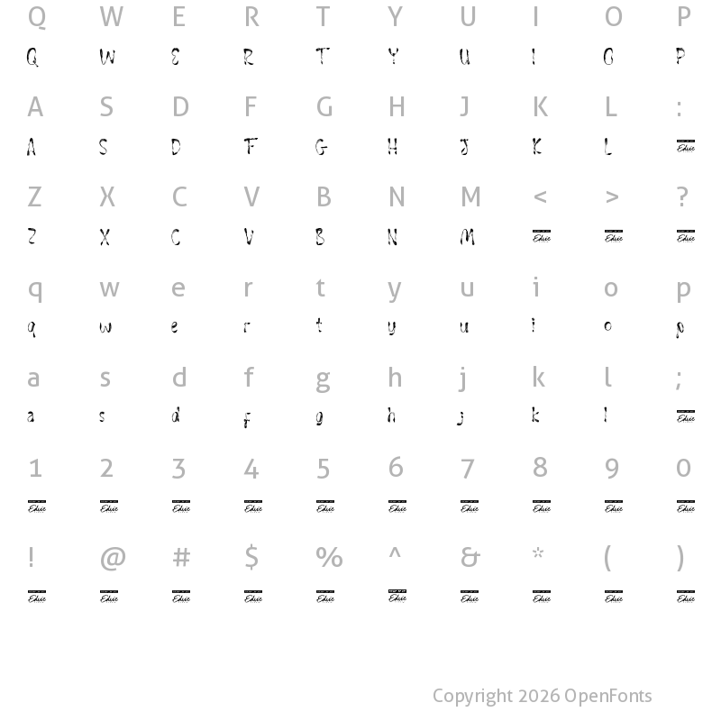 Character Map of Why Me Demo Regular