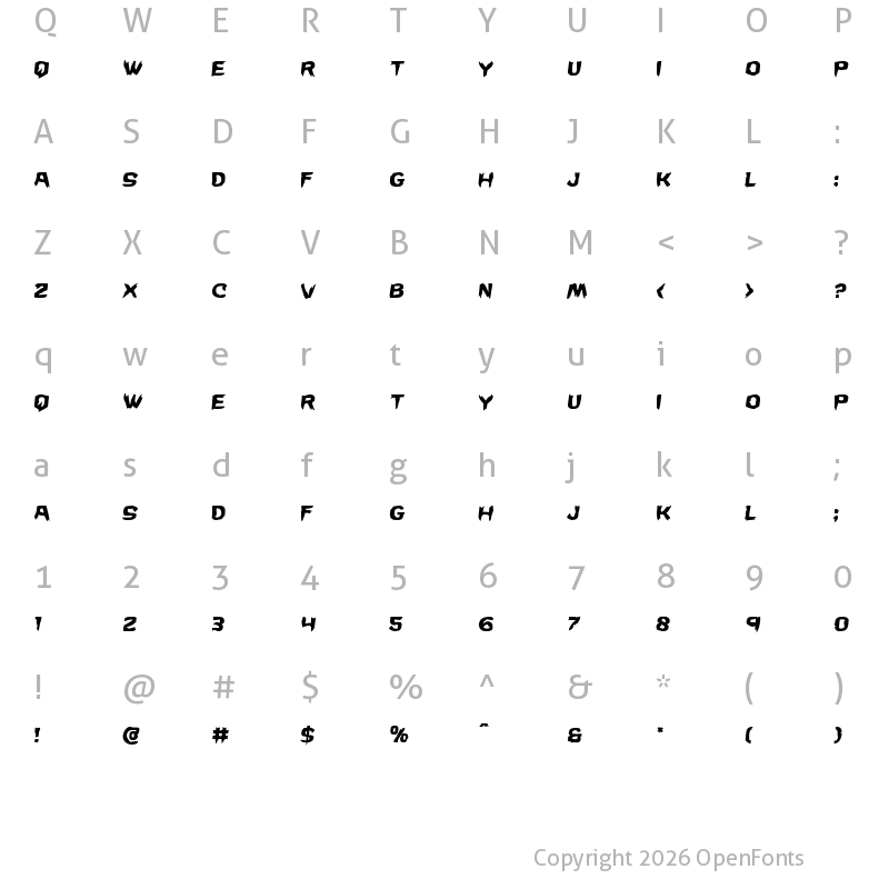 Character Map of Wicker Man Semi-Italic Semi-Italic