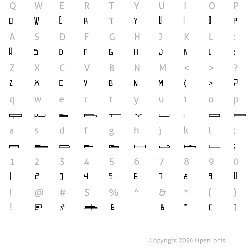 Character Map of Wide Square Regular