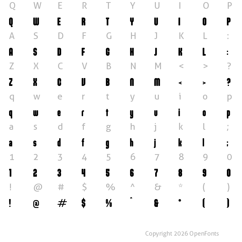 Character Map of Widemon Regular