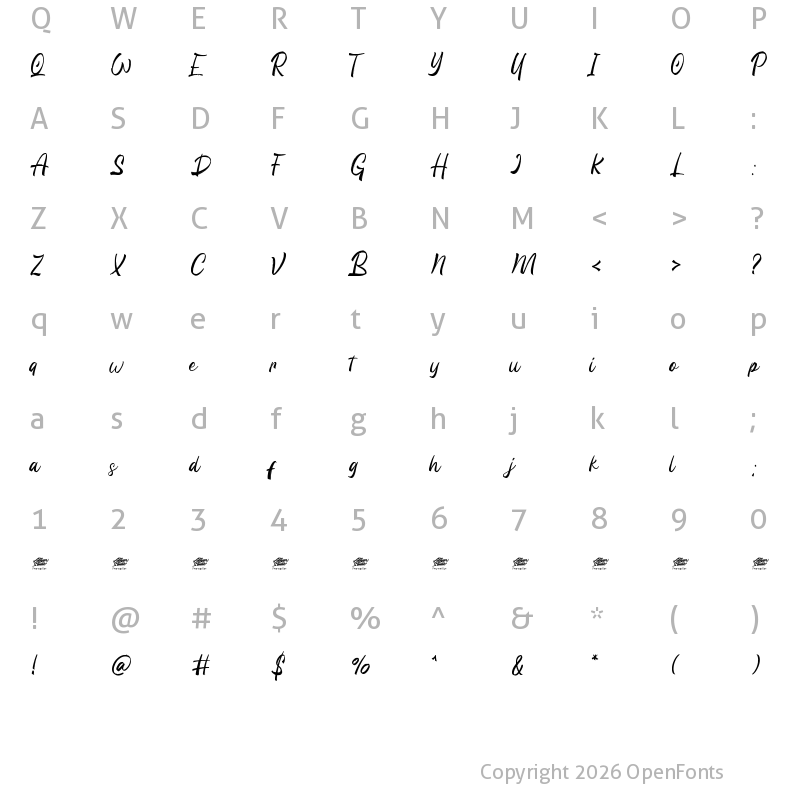 Character Map of Wild Grook - Personal Use Regular