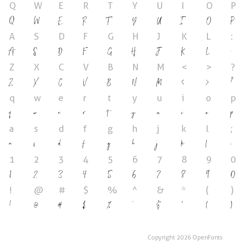 Character Map of Wild Spirit Alt Regular