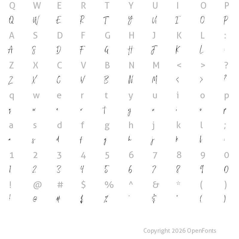 Character Map of Wild Spirit Regular