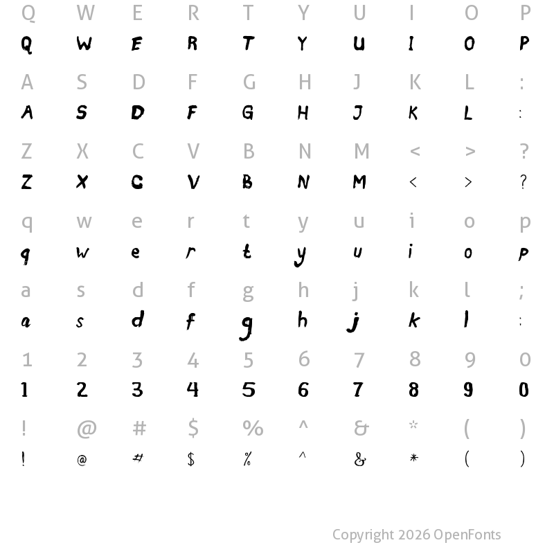 Character Map of Wild Zova Sans Regular