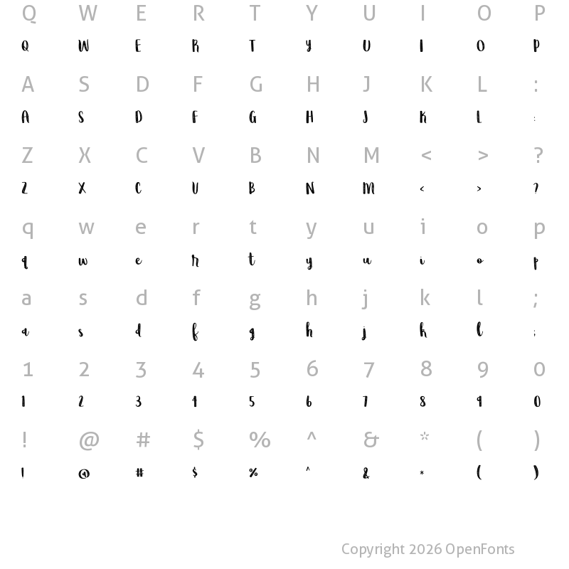 Character Map of Wildemount Rough Regular