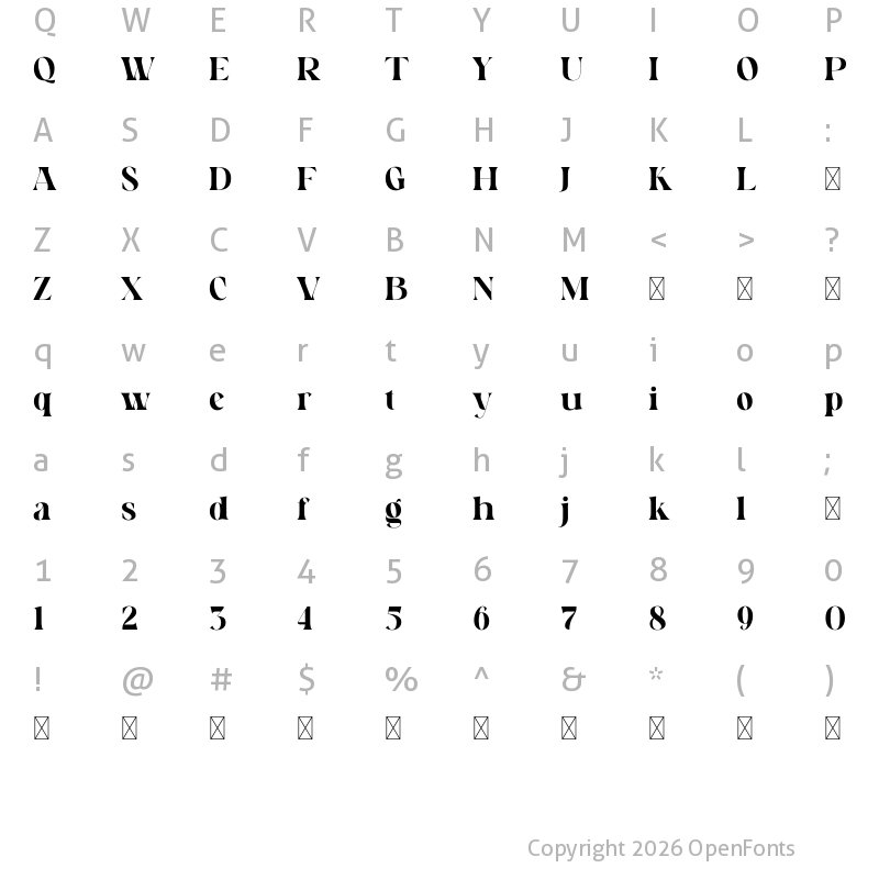 Character Map of Wildstone Regular