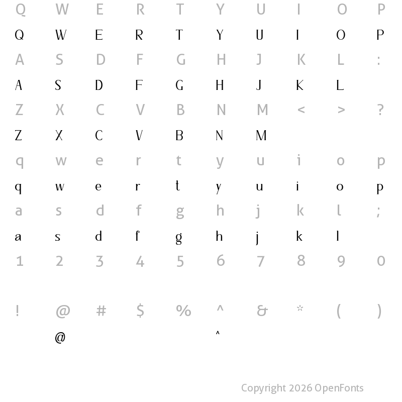 Character Map of Wile Regular