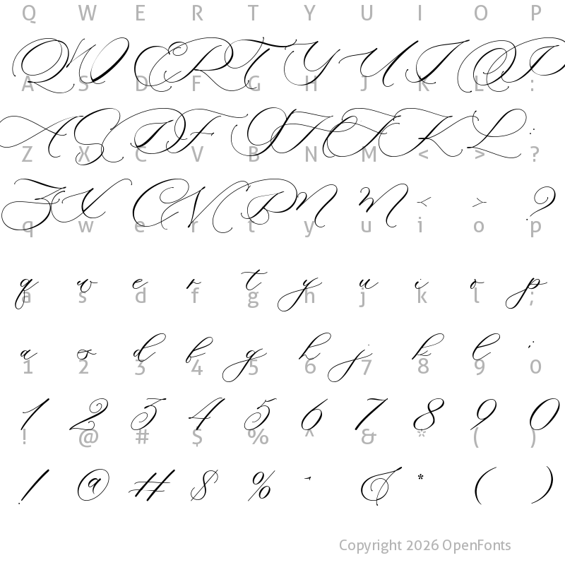 Character Map of Willis Regular