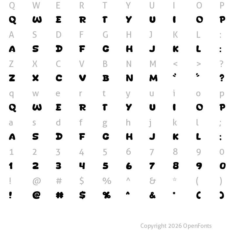 Character Map of Willkids Regular