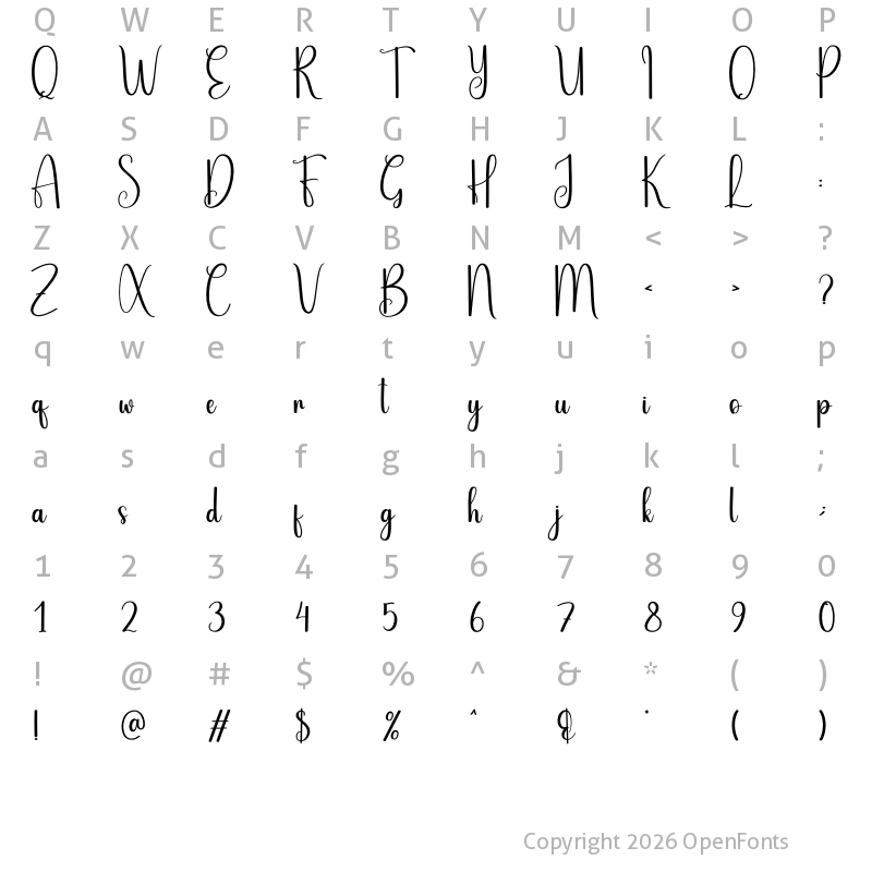 Character Map of Wind Breeze Regular