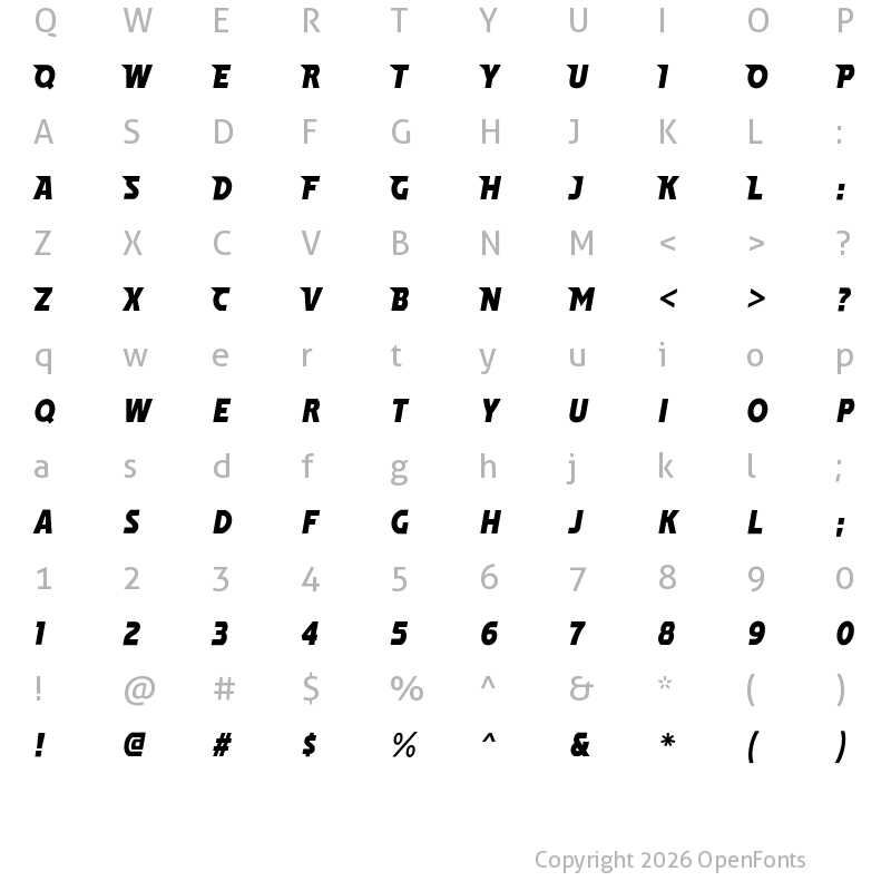 Character Map of Windpower Regular