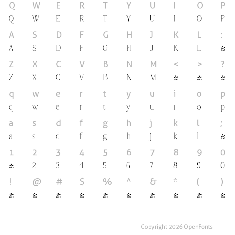 Character Map of Windstone Regular