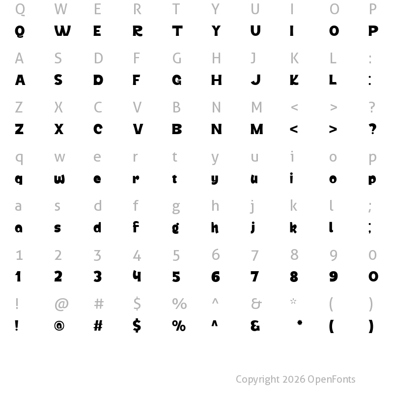 Character Map of Winear Regular