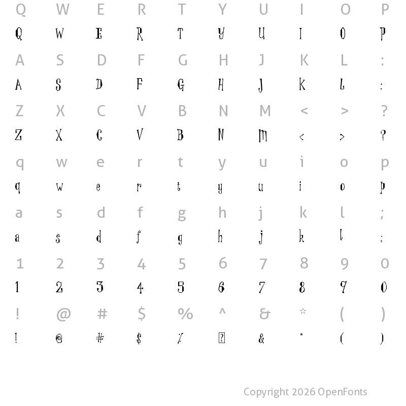 Character Map of Winger Regular