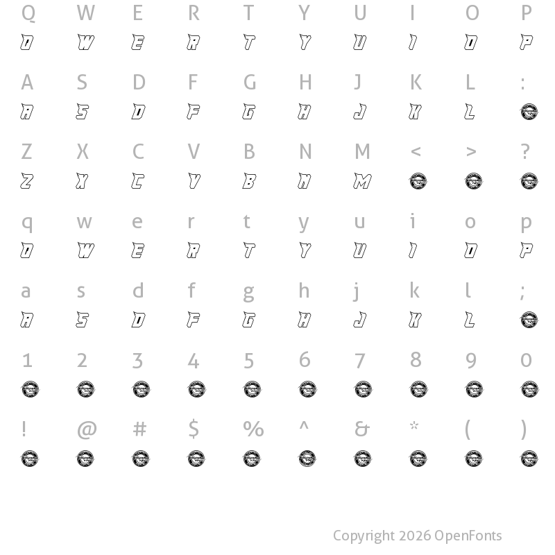 Character Map of Wingrace Demo Outline
