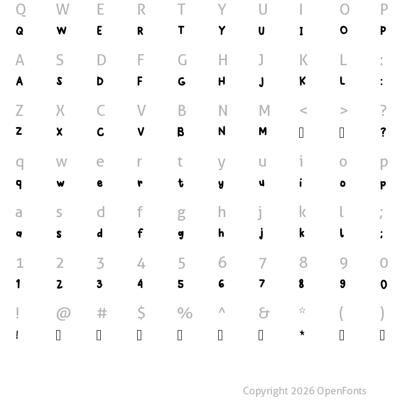 Character Map of Winkle Regular