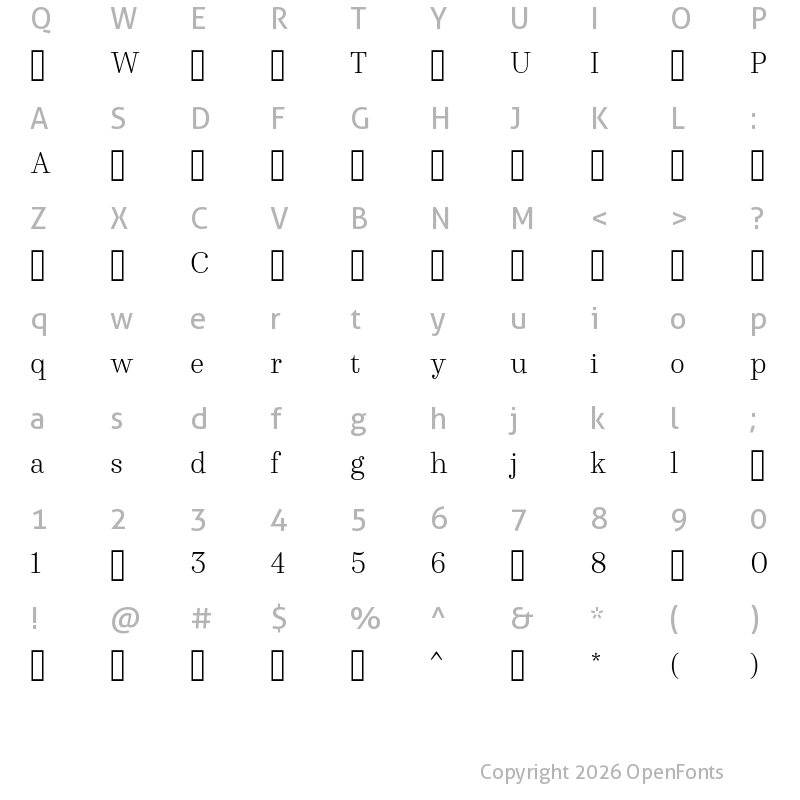 Character Map of Winslow-BookLight ?
