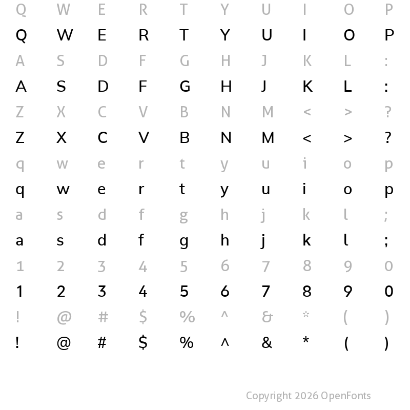 Character Map of Winston Medium