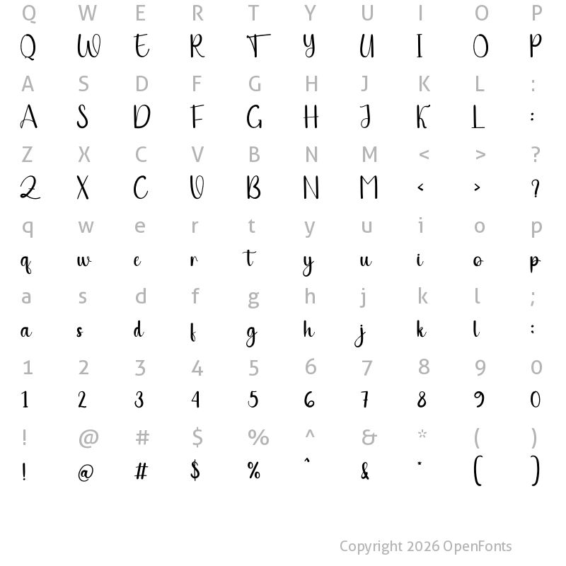 Character Map of Winter Mountain Regular