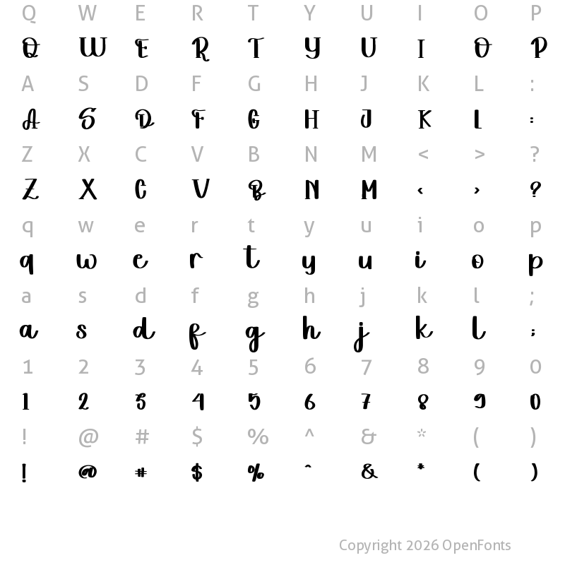 Character Map of Winter Seasson Regular