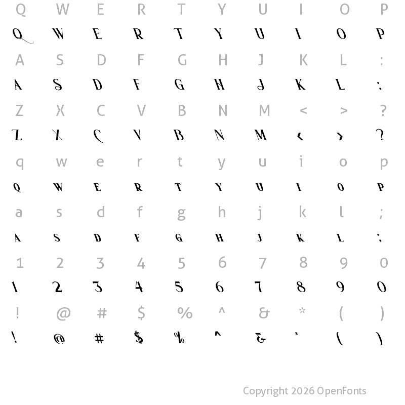 Character Map of Wishleman Oblique