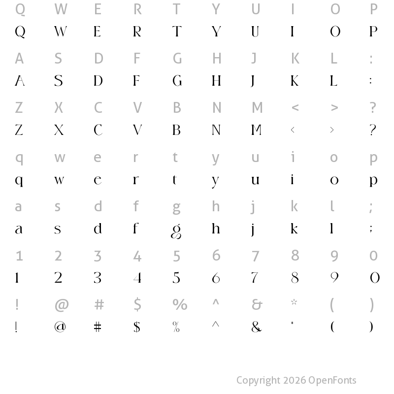 Character Map of Wisteria Regular