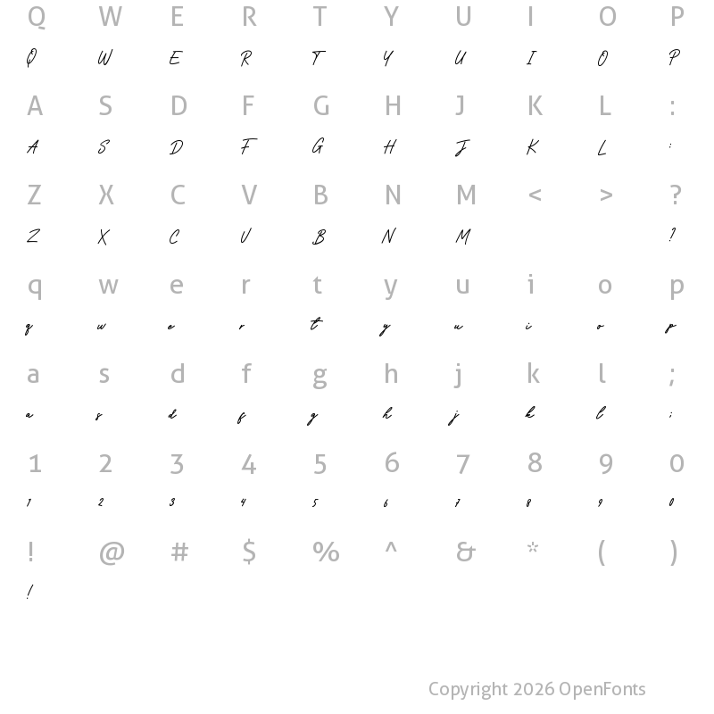 Character Map of Witches Friend Script Regular