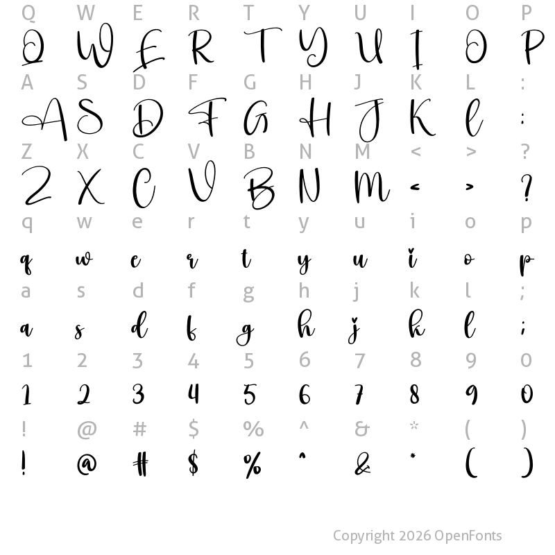 Character Map of Witchy Regular