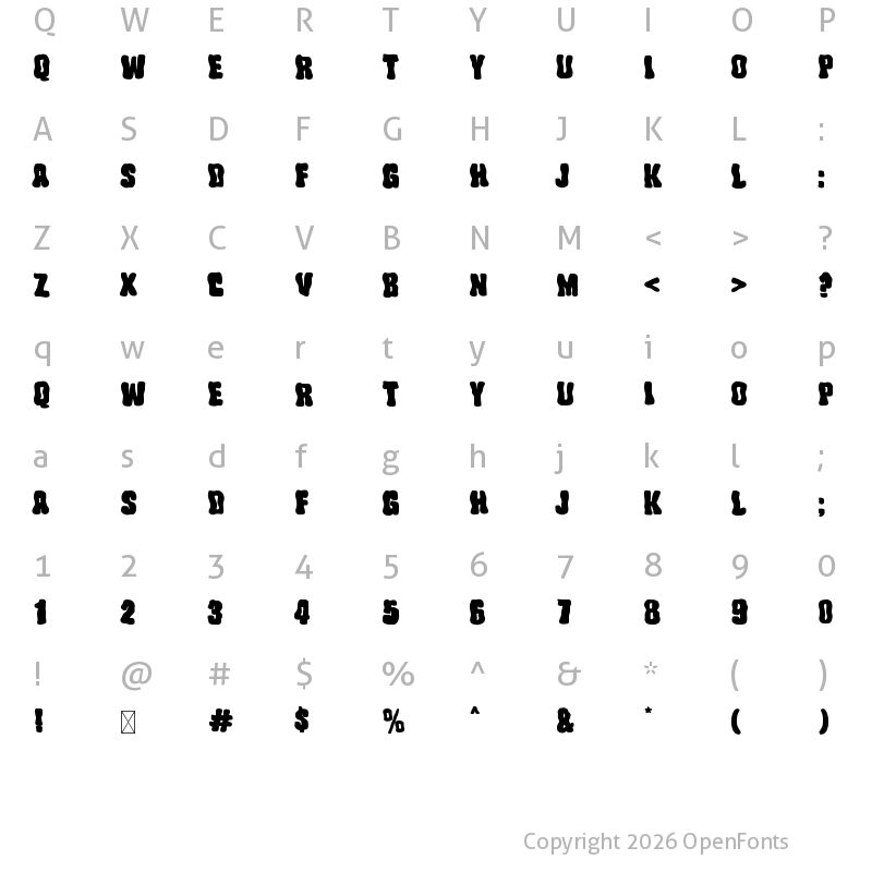 Character Map of Wocke Funky Regular