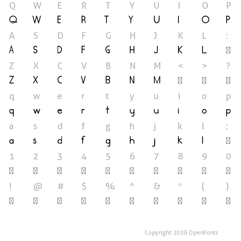 Character Map of Wolf Rubeus Demo Sans