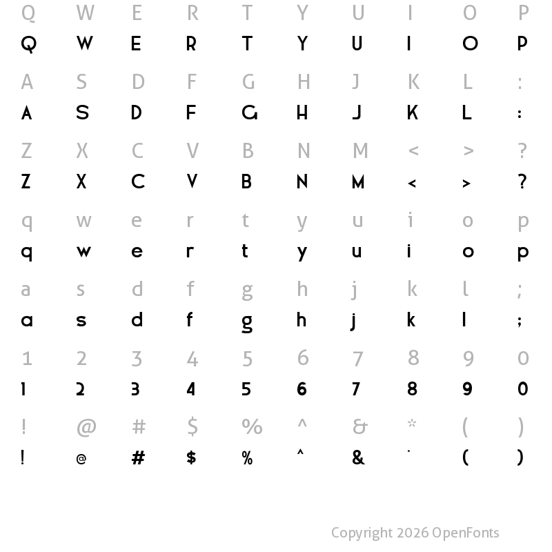 Character Map of Woliu Maners Demo Regular