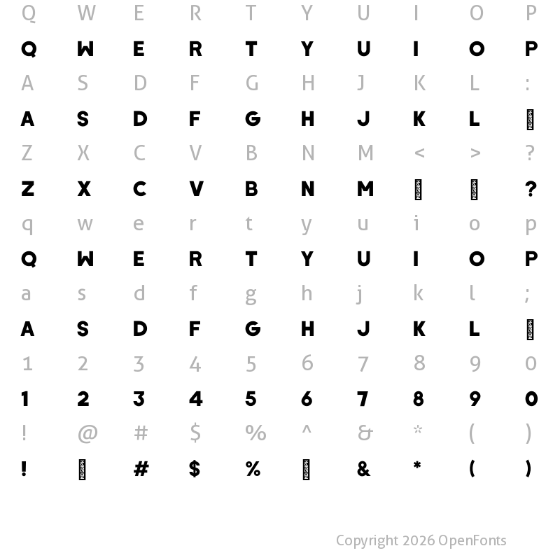 Character Map of Womby Regular