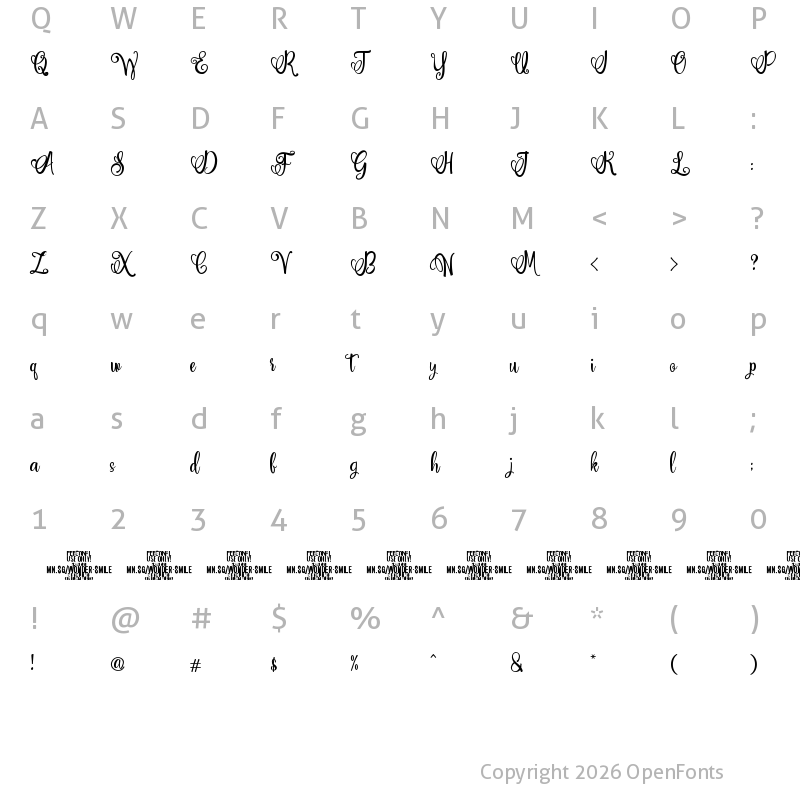 Character Map of Wonder Smile PERSONAL USE Regular