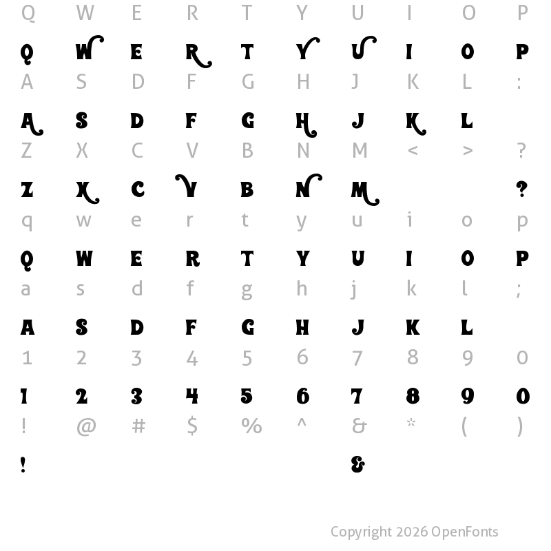 Character Map of Wonderbar Regular