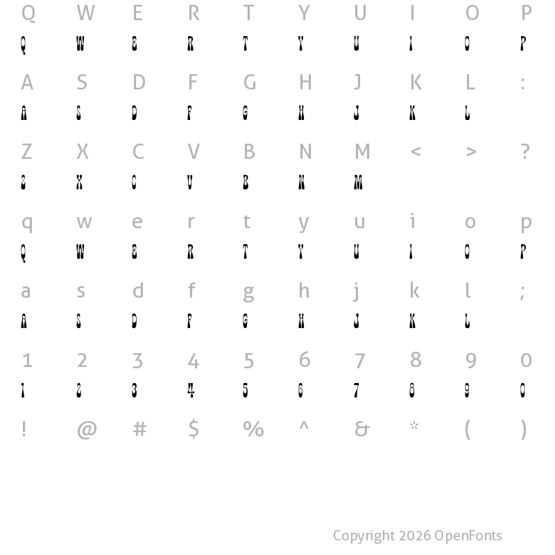 Character Map of Wonkids PERSONAL USE ONLY Regular